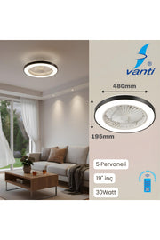 Vanti KCF297 Modern Ceiling Fan with Remote Control 15W Motor – Black